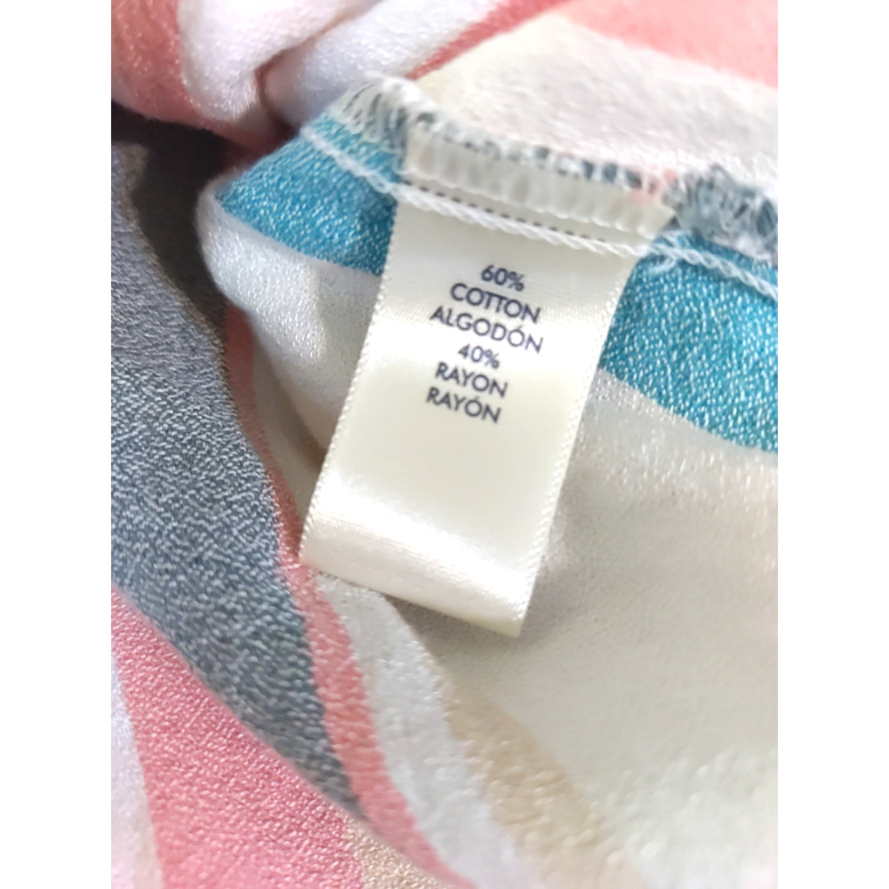 B K E Eased Women's Long Sleeve Pullover Striped Shirt Size Small Pink Blue - Picture 6 of 8
